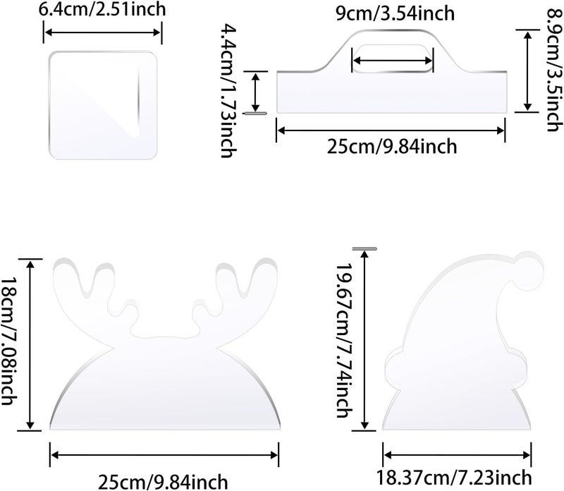 LYMOI 4 Pcs Router Templates, Acrylic Templates for Woodworking, Charcuterie Board Handle Template, 5mm Thick Cutting Board Template Angled Curvy Stencils Guide Tool for Kitchen Xmas Gift (Elk Style) - Image 2